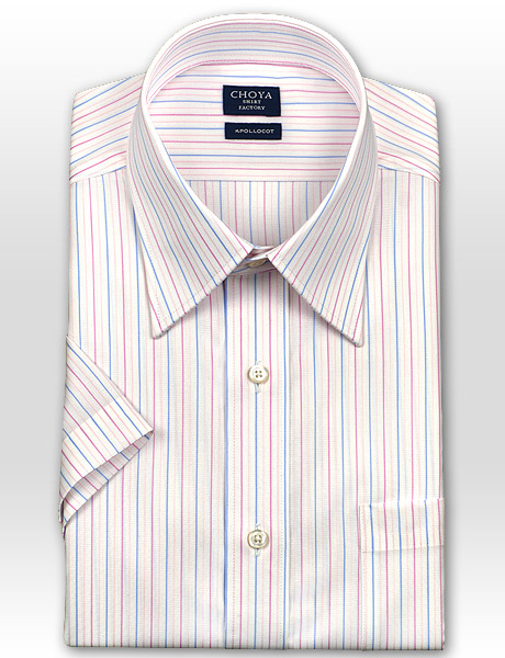 CHOYA SHIRT FACTORY 半袖レギュラーカラー マルチカラー ワイシャツ
