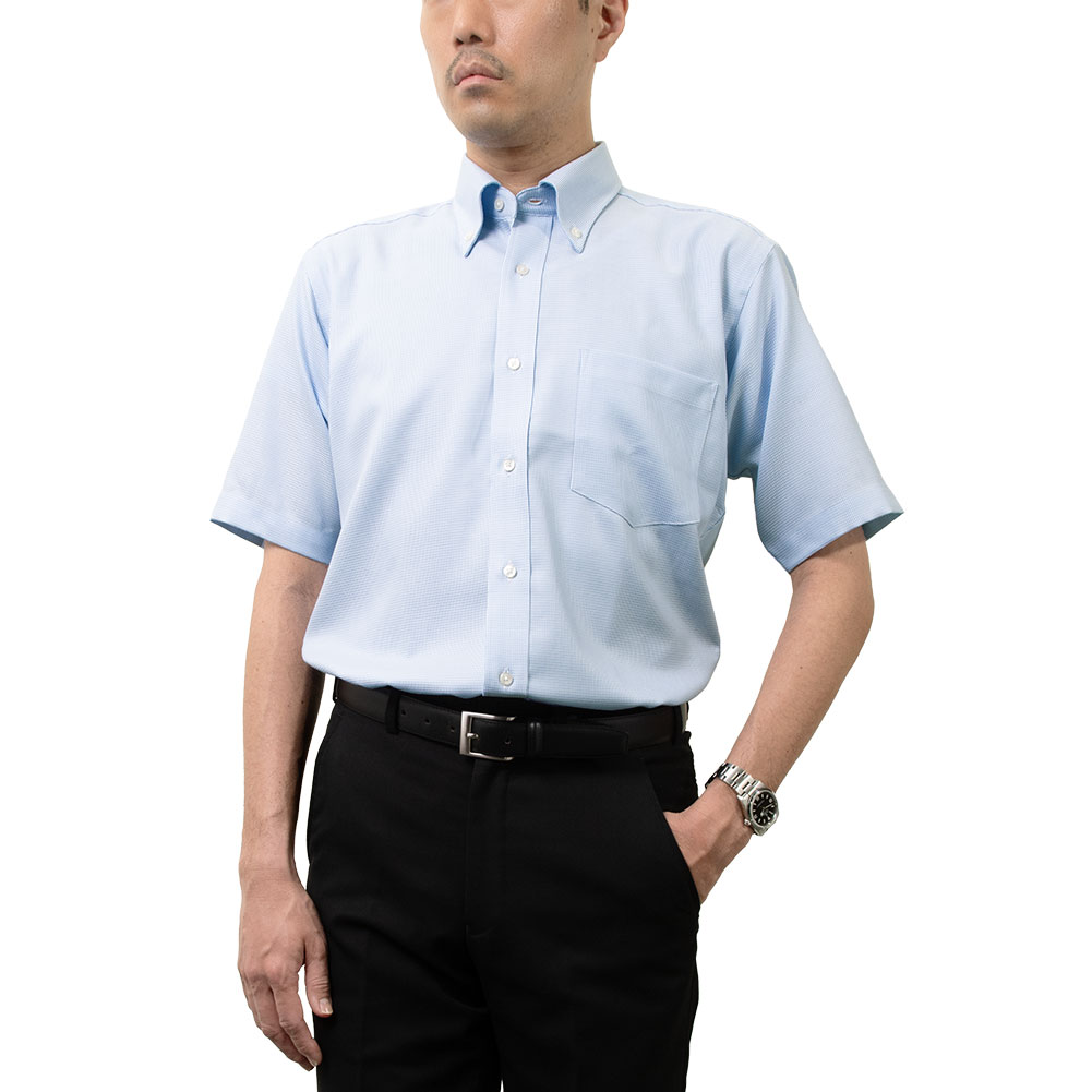 半袖ワイシャツ チェック ブルー ドビー CHOYA SHIRT FACTORY｜CHOYA