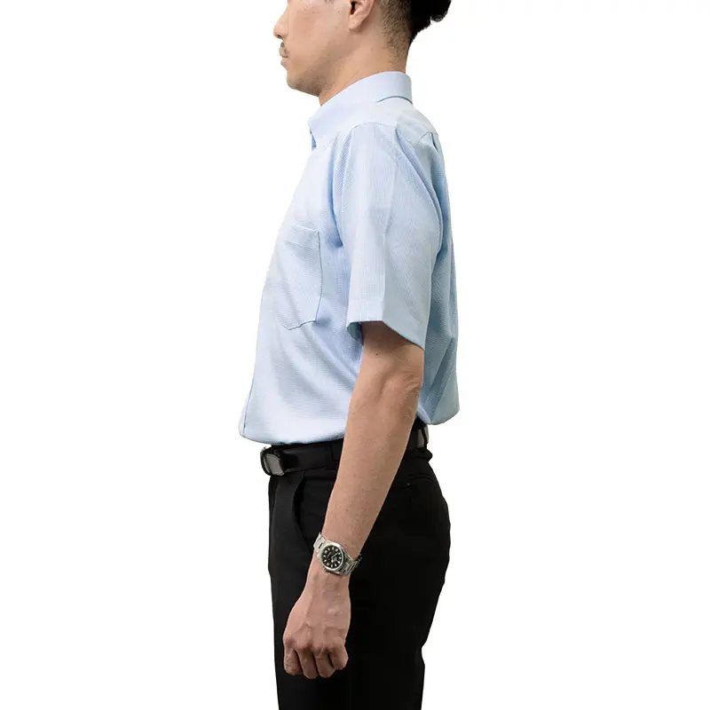 半袖ワイシャツ チェック ブルー ドビー CHOYA SHIRT FACTORY｜CHOYA