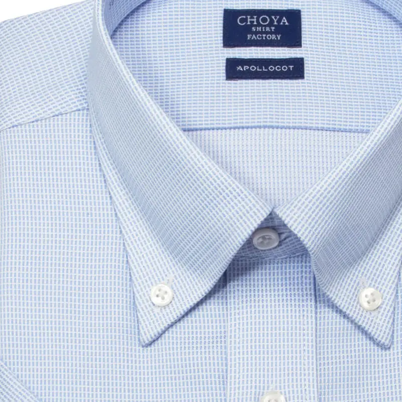 半袖ワイシャツ チェック ブルー ドビー CHOYA SHIRT FACTORY｜CHOYA