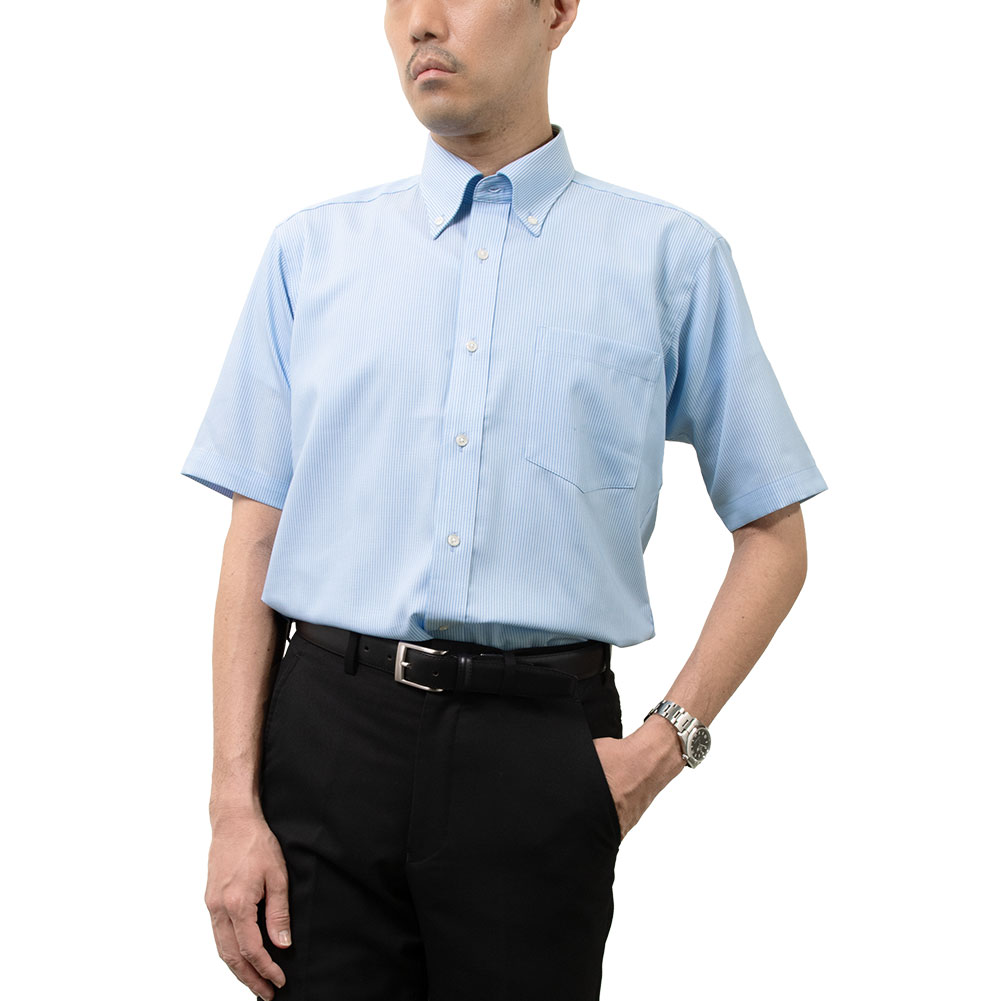 半袖ワイシャツ チェック ブルー ドビー CHOYA SHIRT FACTORY｜CHOYA