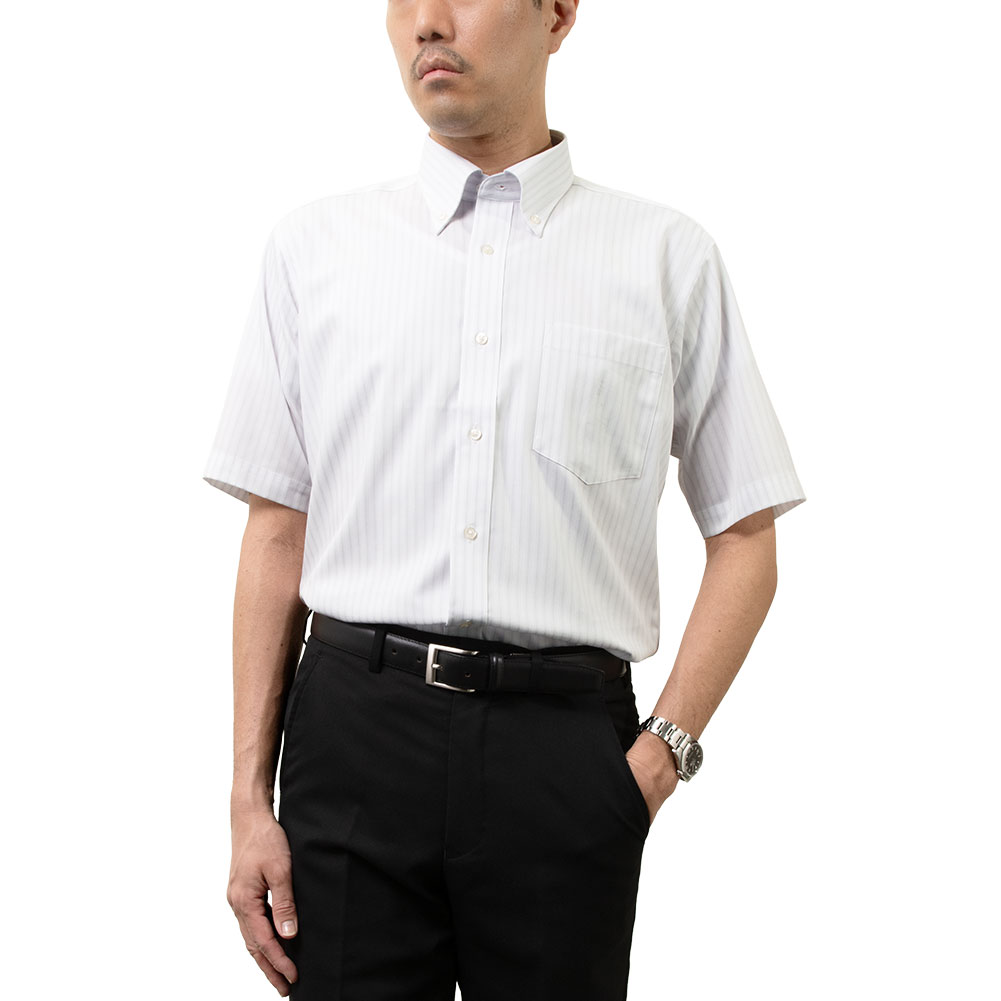 半袖ワイシャツ ストライプ ホワイト ドビー CHOYA SHIRT FACTORY