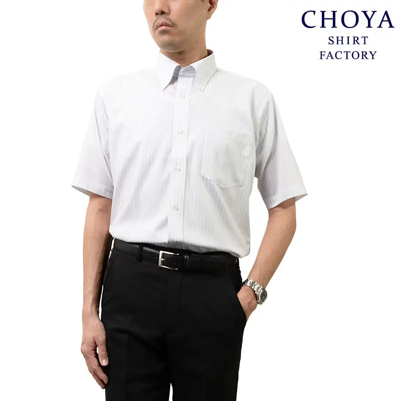 半袖ワイシャツ ストライプ パープル CHOYA SHIRT FACTORY｜CHOYA