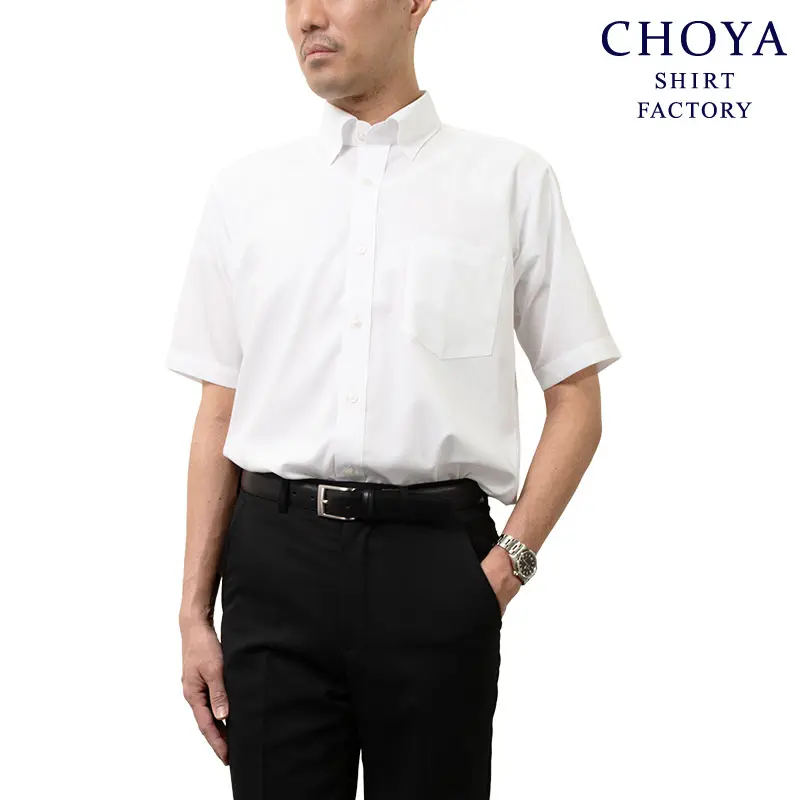 半袖ワイシャツ ストライプ ホワイト ドビー CHOYA SHIRT FACTORY