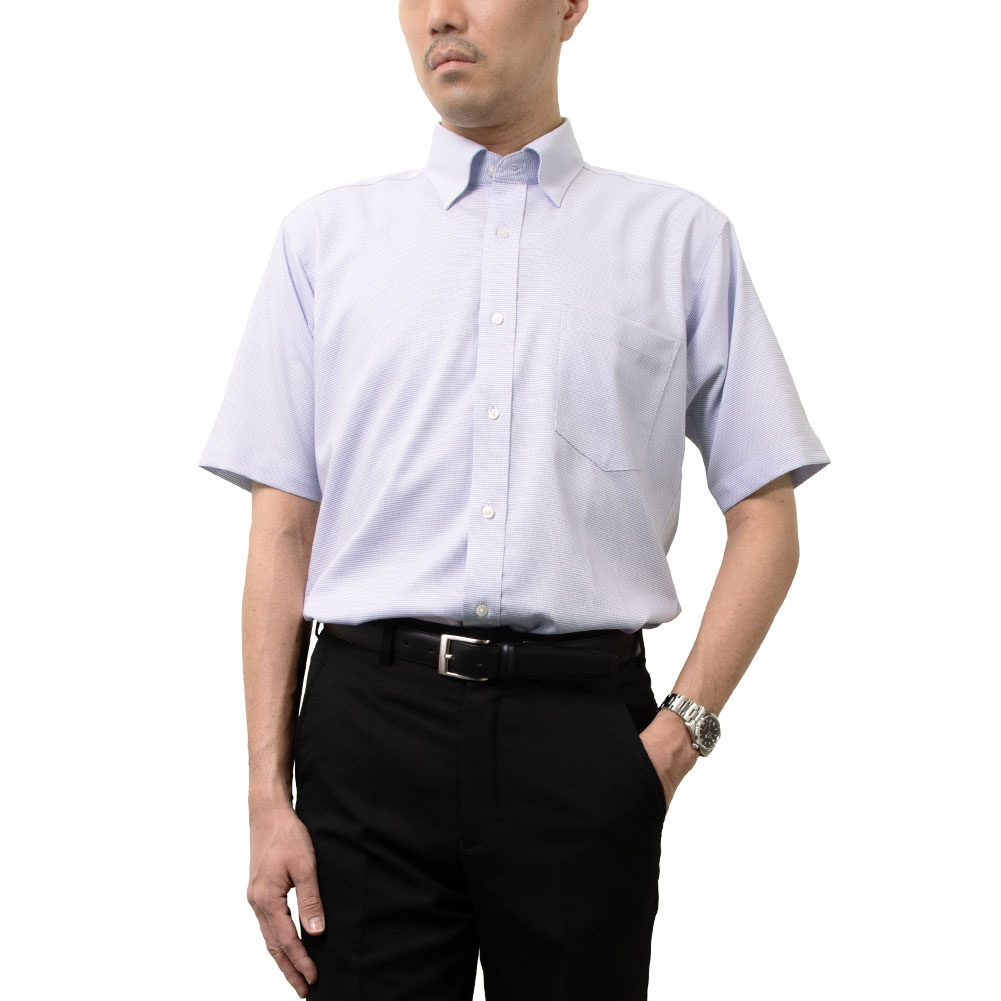半袖ワイシャツ チェック パープル ドビー CHOYA SHIRT FACTORY｜CHOYA