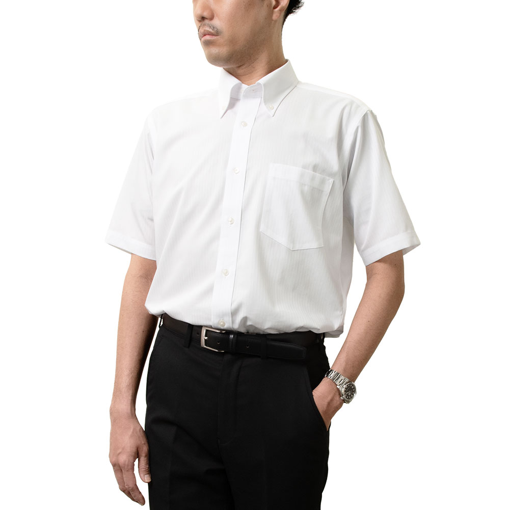 半袖ワイシャツ ストライプ ホワイト ドビー CHOYA SHIRT FACTORY