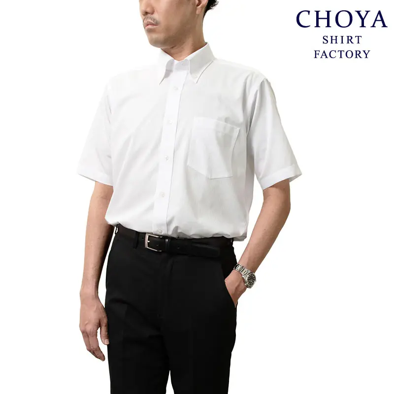 半袖ワイシャツ ストライプ ホワイト ドビー CHOYA SHIRT FACTORY