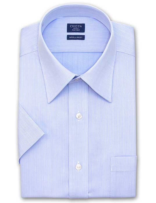 CHOYA SHIRT FACTORY 半袖レギュラーカラー ブルー ワイシャツ