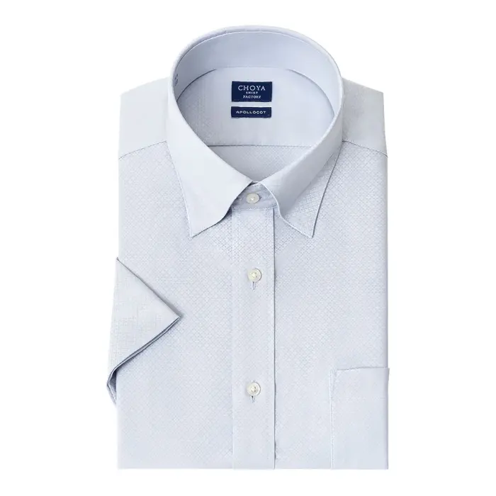 CHOYAシャツ Yシャツ 日清紡アポロコット 半袖ワイシャツ メンズ 形態安定 ノーアイロン 綿100%  高級 上質 ブルーグレー ドビー スナップダウンシャツ CHOYA SHIRT FACTORY