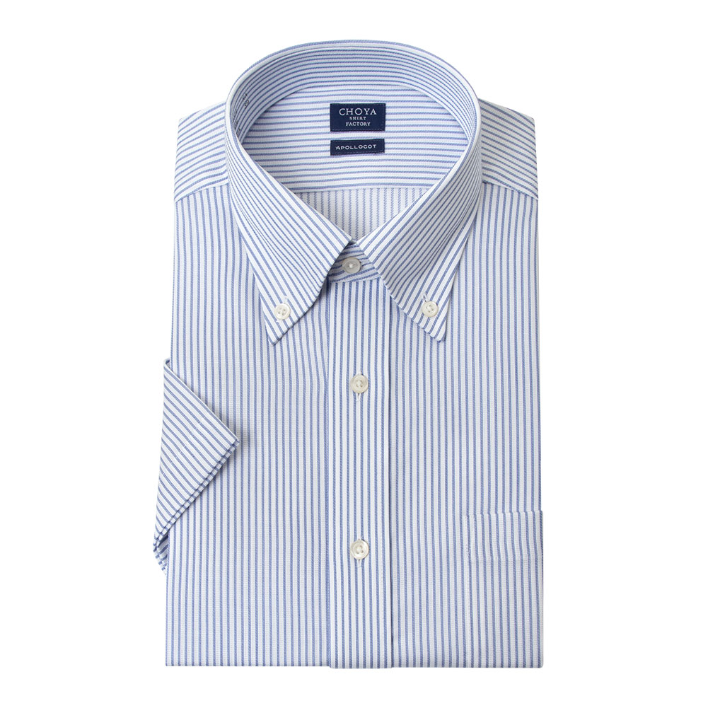 半袖ワイシャツ ストライプ ブルー CHOYA SHIRT FACTORY