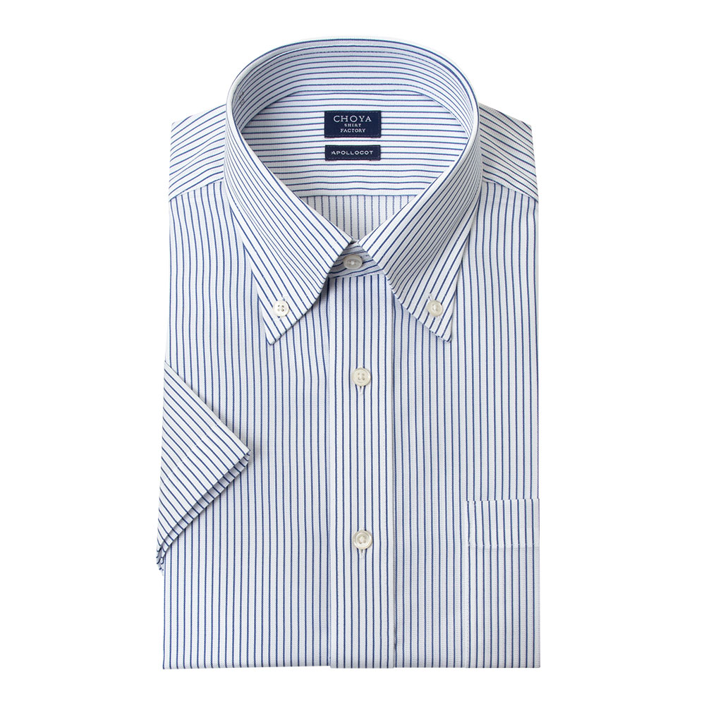 半袖ワイシャツ ストライプ ブルー ドビー CHOYA SHIRT FACTORY