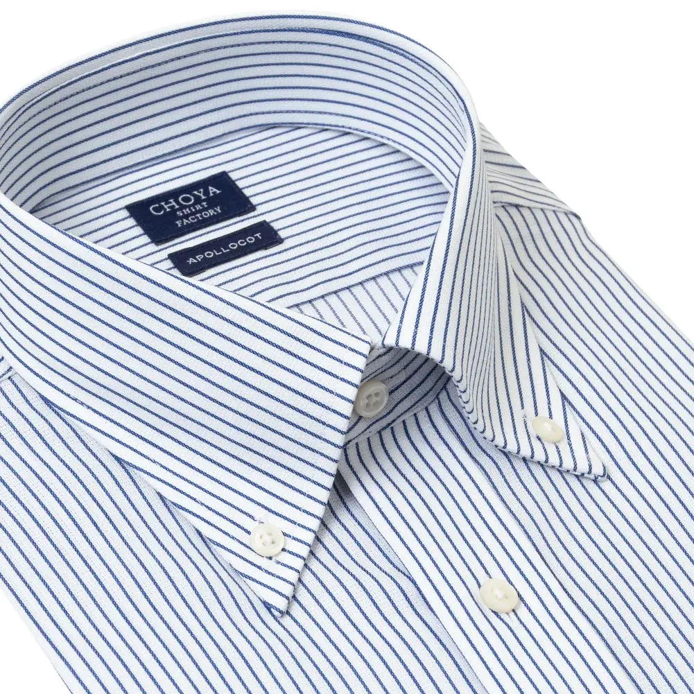 半袖ワイシャツ ストライプ ブルー ドビー CHOYA SHIRT FACTORY