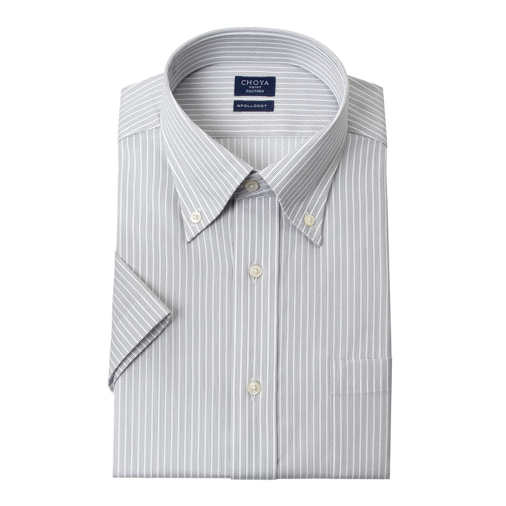 半袖ワイシャツ ストライプ グレー CHOYA SHIRT FACTORY