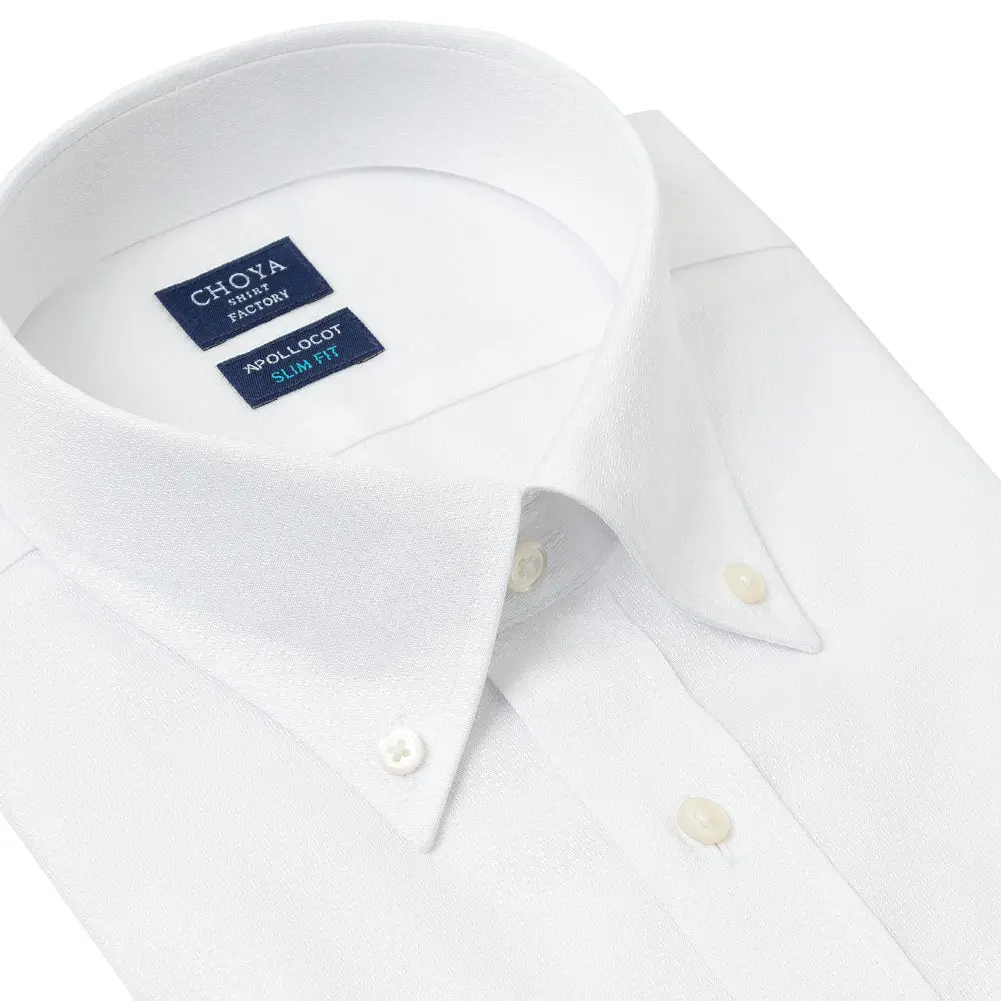 半袖ワイシャツ スリムフィット ホワイト ドビー CHOYA SHIRT FACTORY