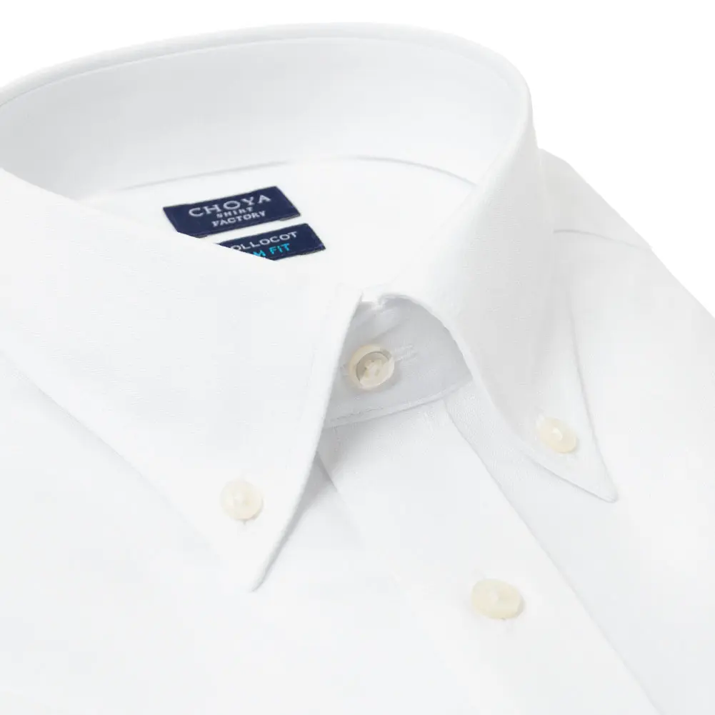 半袖ワイシャツ スリムフィット ホワイト ドビー CHOYA SHIRT FACTORY