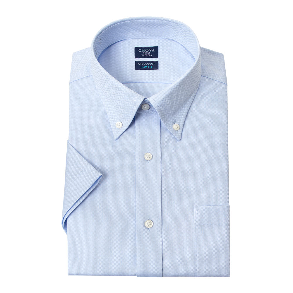 半袖ワイシャツ スリムフィット ブルー ドビー CHOYA SHIRT FACTORY
