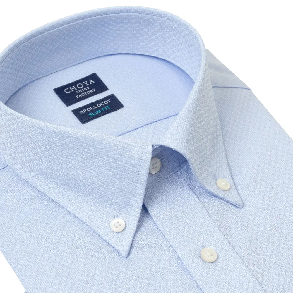 半袖ワイシャツ スリムフィット ブルー ドビー CHOYA SHIRT FACTORY