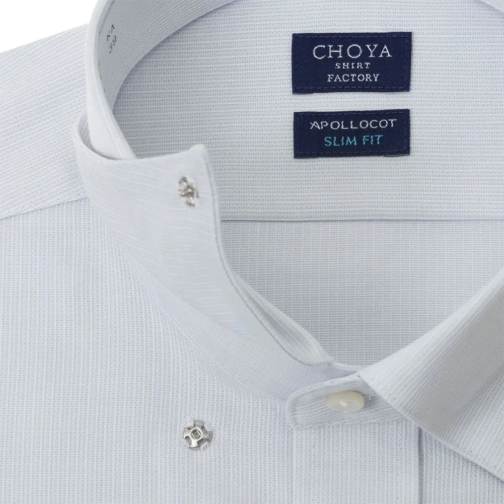 半袖ワイシャツ スリムフィット ストライプ グレー ドビー CHOYA SHIRT FACTORY