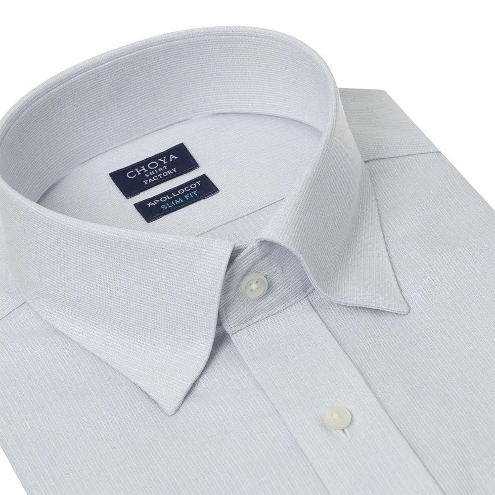 半袖ワイシャツ スリムフィット ストライプ グレー ドビー CHOYA SHIRT FACTORY