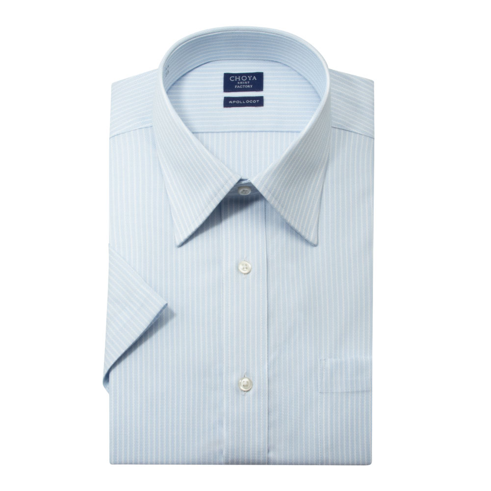 半袖ワイシャツ ストライプ ブルー ブロード CHOYA SHIRT FACTORY