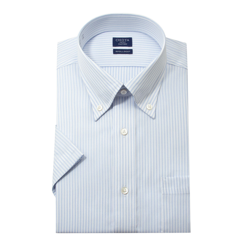 半袖ワイシャツ ストライプ ブルー ブロード CHOYA SHIRT FACTORY