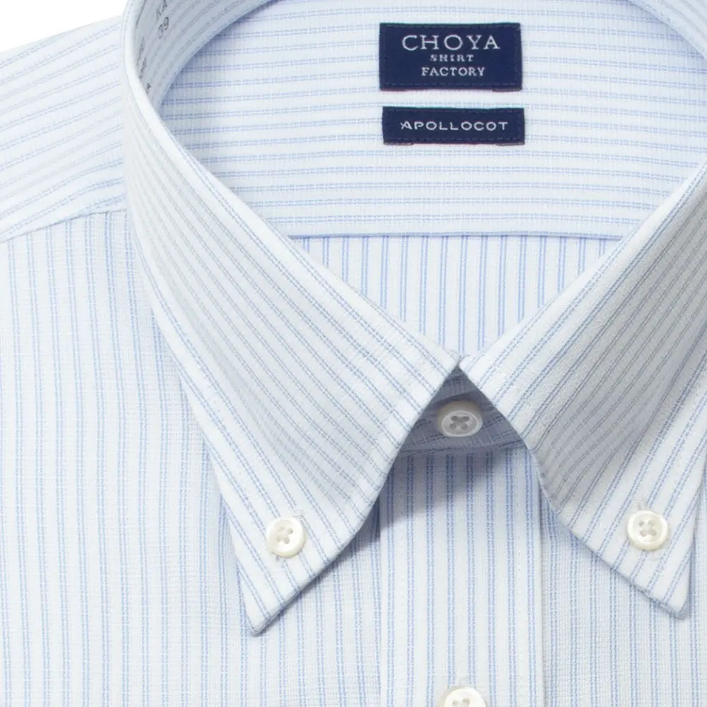 半袖ワイシャツ ストライプ ブルー ブロード CHOYA SHIRT FACTORY