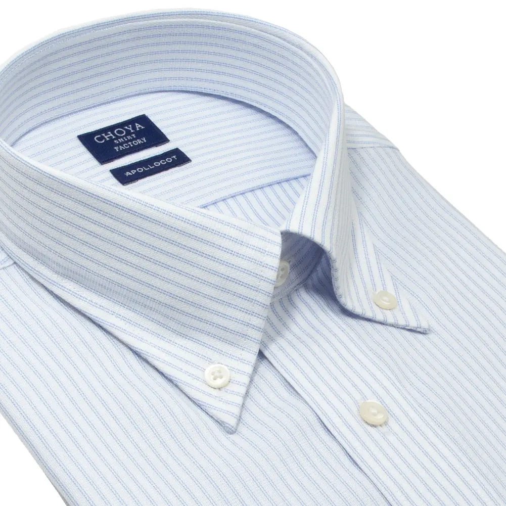 半袖ワイシャツ ストライプ ブルー ブロード CHOYA SHIRT FACTORY