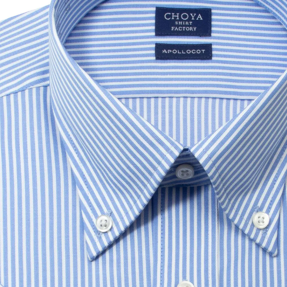 半袖ワイシャツ ストライプ ブルー ブロード CHOYA SHIRT FACTORY