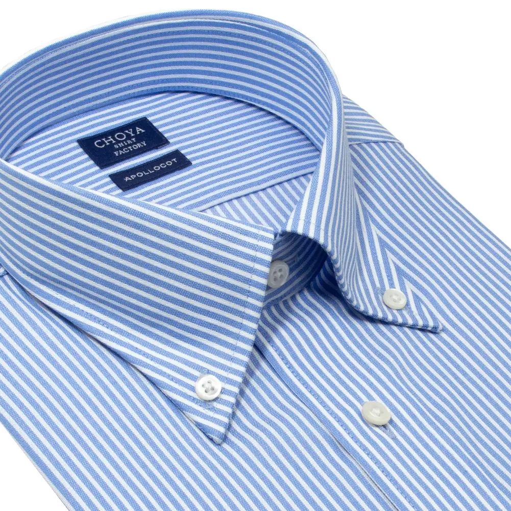 半袖ワイシャツ ストライプ ブルー ブロード CHOYA SHIRT FACTORY