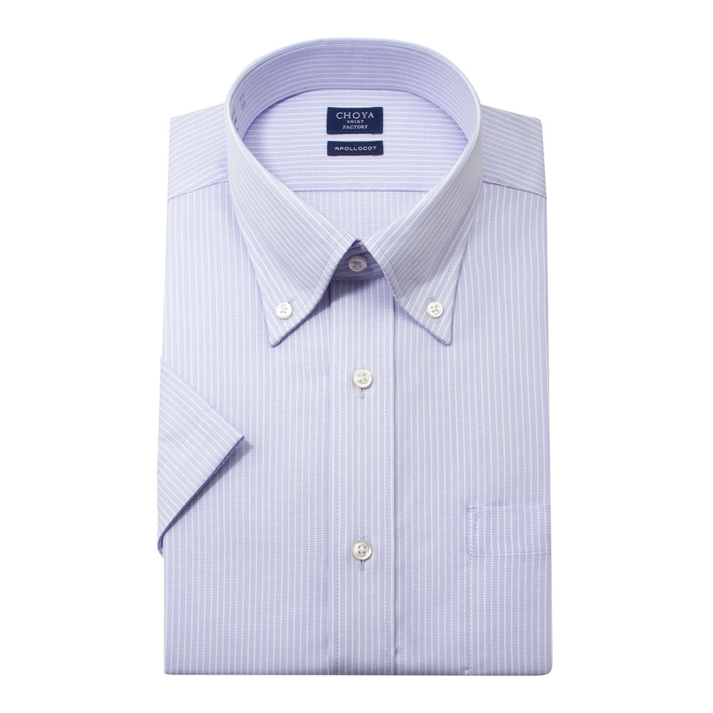 半袖ワイシャツ ストライプ ブルー ブロード CHOYA SHIRT FACTORY