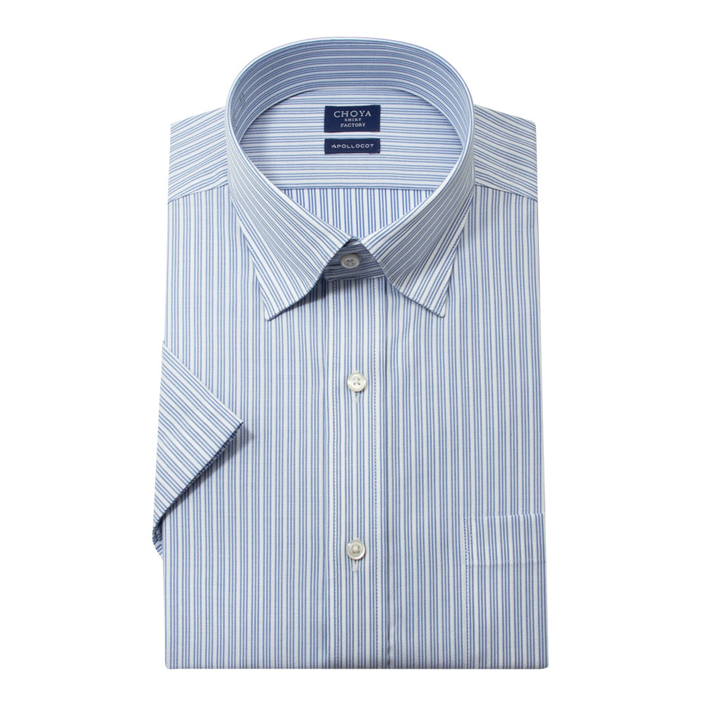 半袖ワイシャツ ストライプ ブルー ブロード CHOYA SHIRT FACTORY