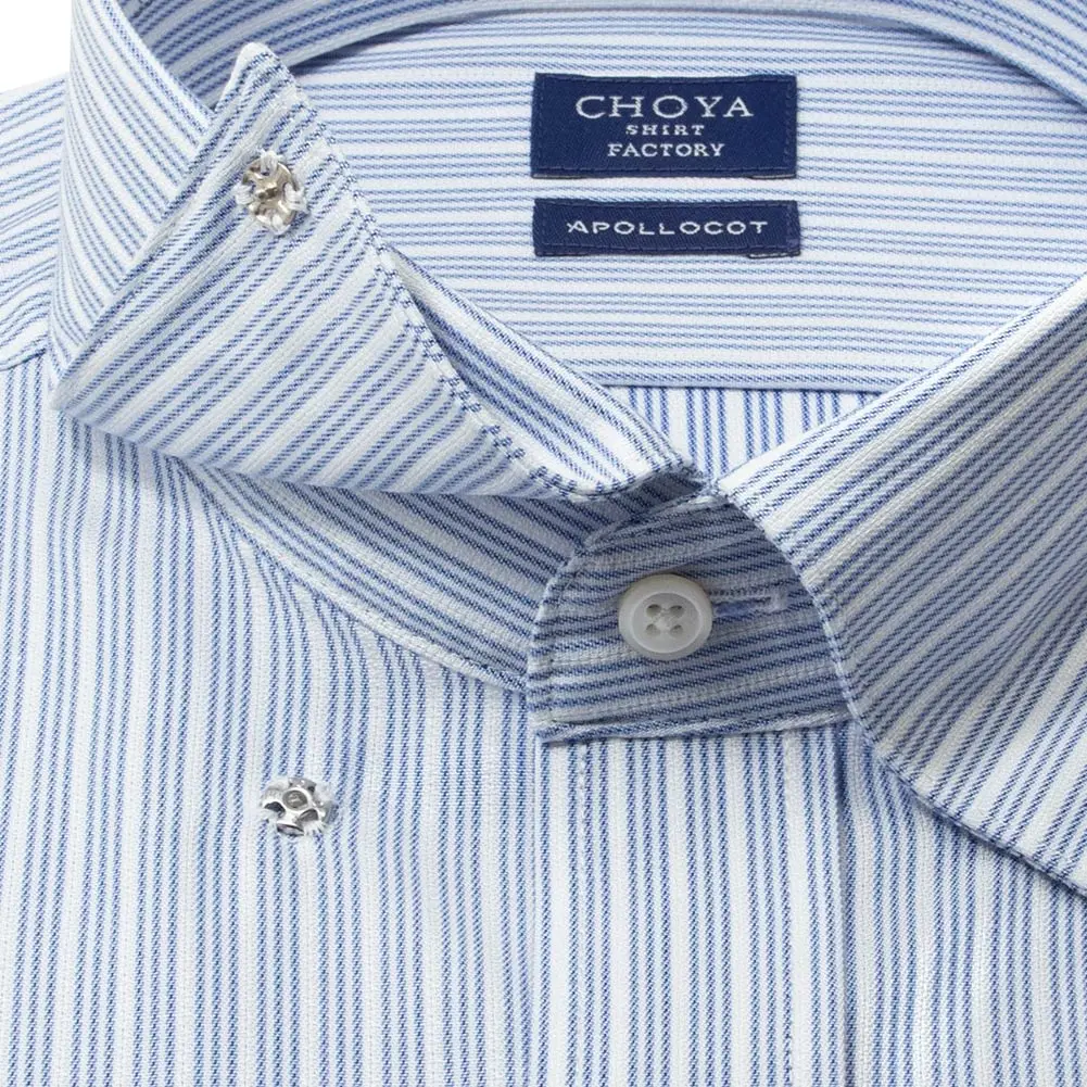 半袖ワイシャツ ストライプ ブルー ブロード CHOYA SHIRT FACTORY