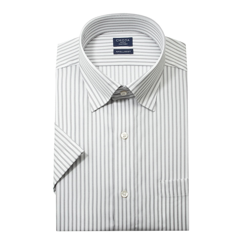 半袖ワイシャツ ストライプ グレー ブロード CHOYA SHIRT FACTORY