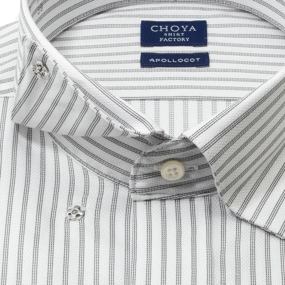 半袖ワイシャツ ストライプ グレー ブロード CHOYA SHIRT FACTORY
