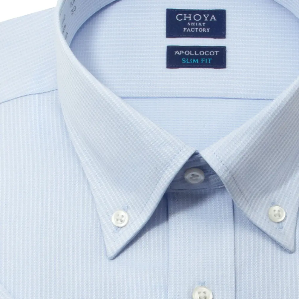 半袖ワイシャツ スリムフィット ストライプ ブルー ドビー CHOYA SHIRT FACTORY