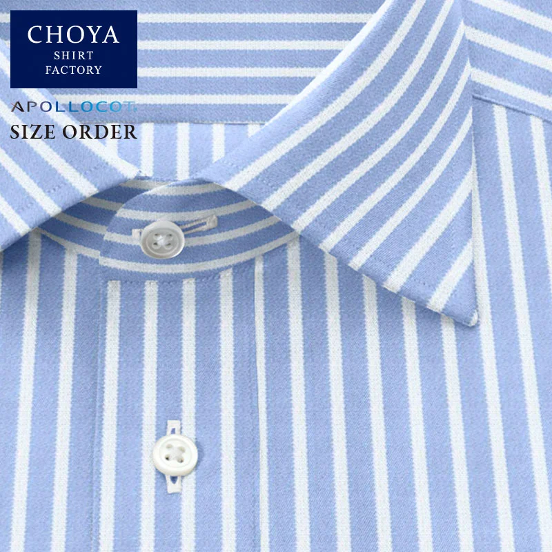 chi ページ 綿100%｜形態安定 APOLLOCOT SIZE ORDER 青 ストライプ｜CHOYA