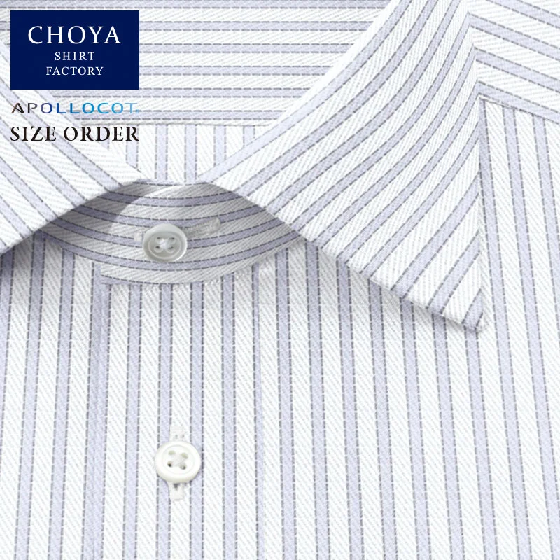 綿100%｜形態安定 APOLLOCOT SIZE ORDER グレー ストライプ｜CHOYA