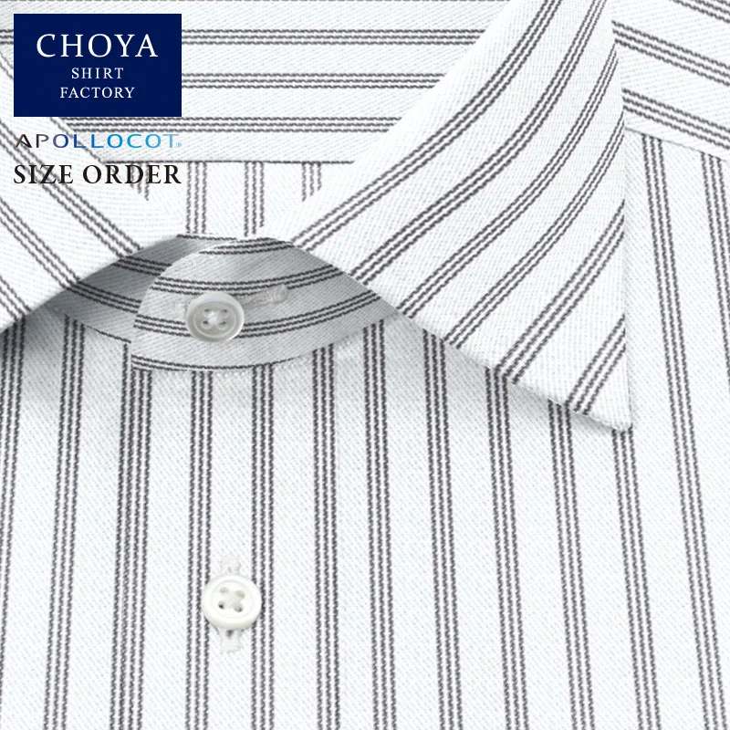 綿100%｜形態安定 APOLLOCOT SIZE ORDER グレー ストライプ｜CHOYA