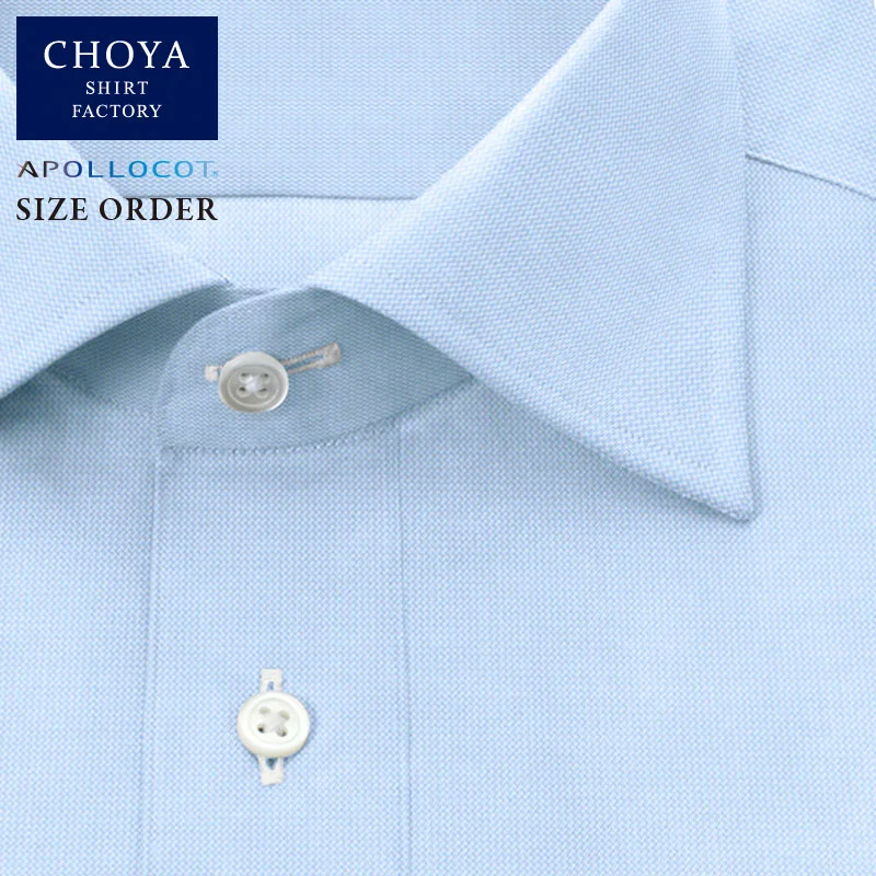 ◆ブランド／CHOYASHIRTFACTORY◆組成／綿100%◆色／青◆柄／無地◆形態安定／有り◆生地／日清紡アポロコット