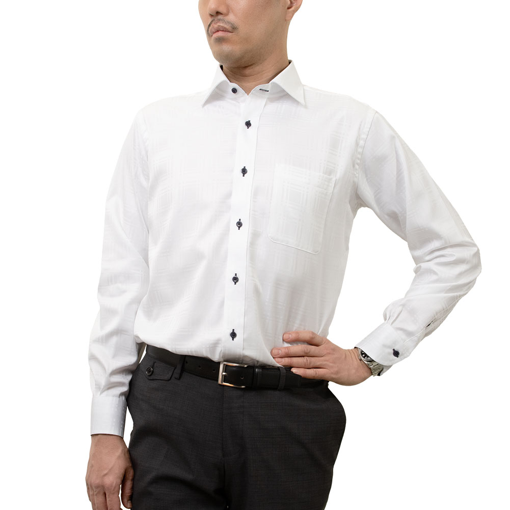 ワイシャツ チェック ホワイト ドビー CHOYA CONTEMPORARY｜CHOYA