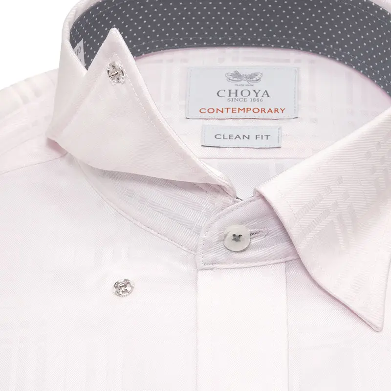 STYLENANDA - 韓国 ポロシャツ チェック ホワイト 白 ワイシャツ チェック ピンク ドビー CHOYA CONTEMPORARY｜CHOYA SHIRT