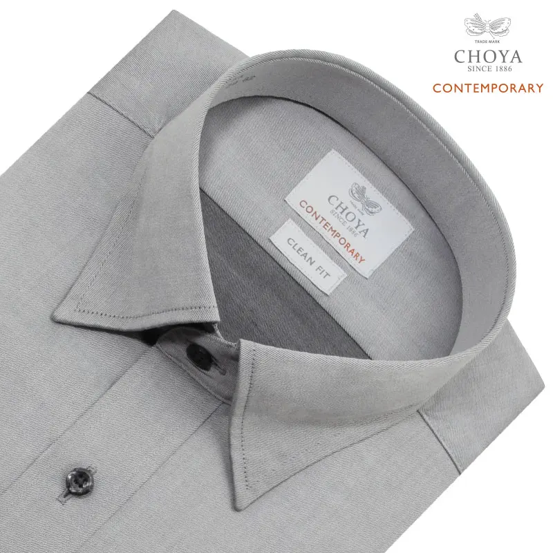 やな ワイシャツ 無地 グレー ツイル CHOYA CONTEMPORARY｜CHOYA