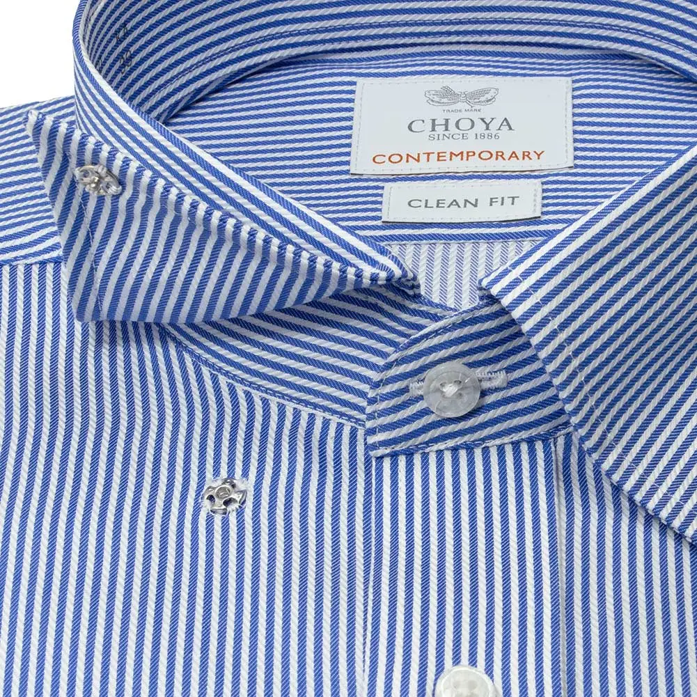 半袖ワイシャツ ストライプ ブルー ブロード 吸水速乾 CHOYA CONTEMPORARY