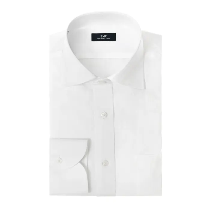 ワイシャツ メンズ 長袖 綿100％ 形態安定 白ドビー ホワイトシャツ セミワイドカラー SHIRT MAKER CHOYA