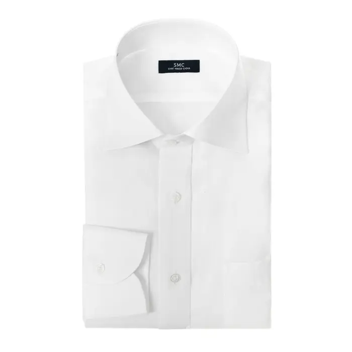 ワイシャツ メンズ 長袖 綿100％ 形態安定  ピンオックス 白無地 ホワイトシャツ セミワイドカラー SHIRT MAKER CHOYA