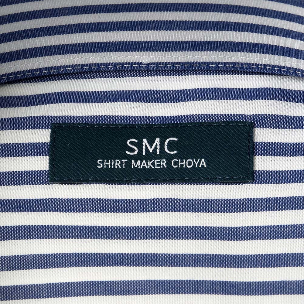 ワイシャツ ストライプ ネイビー ブロード SMC