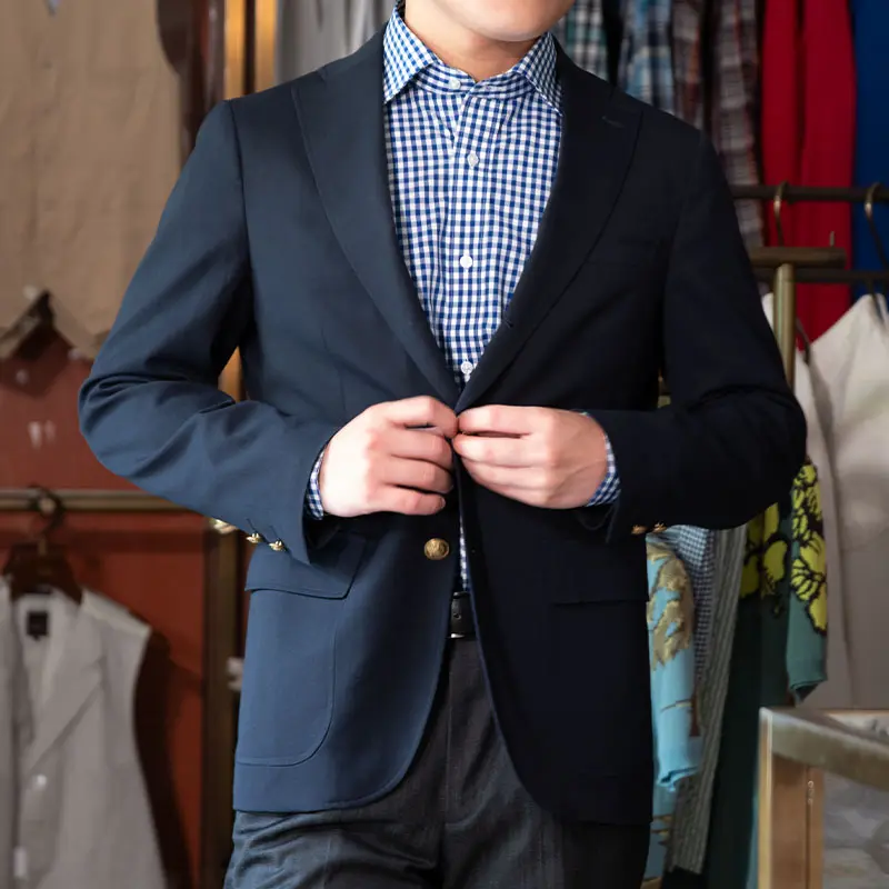 ワイシャツ チェック ネイビー ブロード SMC｜CHOYA SHIRT（チョーヤ