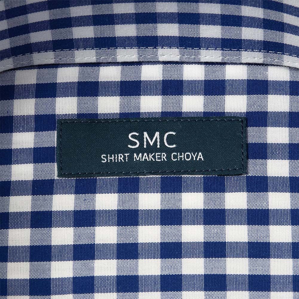 ワイシャツ チェック ネイビー ブロード SMC