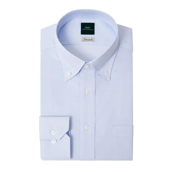 ワイシャツ 長袖 メンズ 形態安定 吸水速乾 ストレッチ ブルードビー ボタンダウン SHIRT MAKER CHOYA