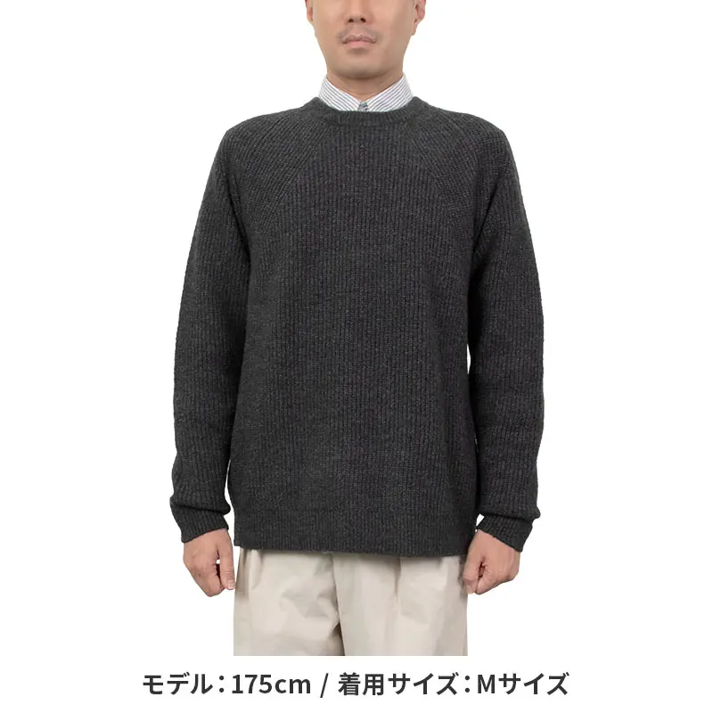 ニット セーター 長袖 クルーネック カジュアル グレー 秋冬 無地